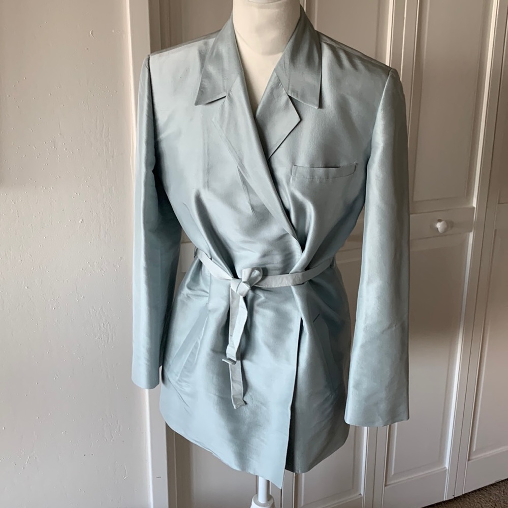 M-A-G by Magaschoni aqua blue pure silk blazer - size 4